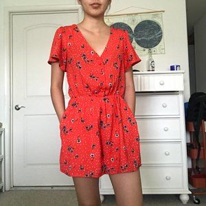 Sienna Sky Orange Floral Short Romper